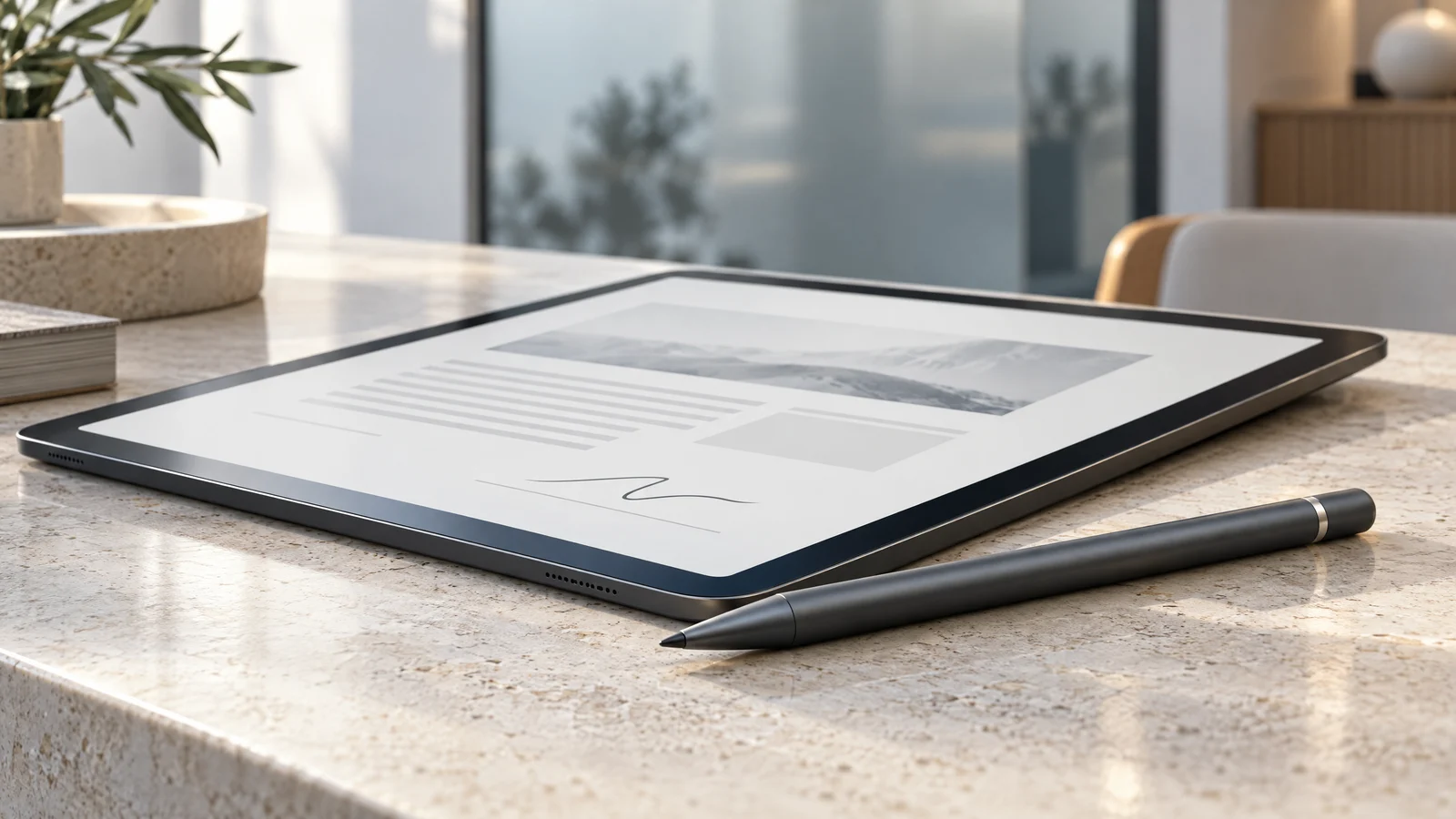 Symbolische Nahaufnahme eines digitalen Dokuments mit Eingabestift, kein konkretes signotec-Gerätemodell