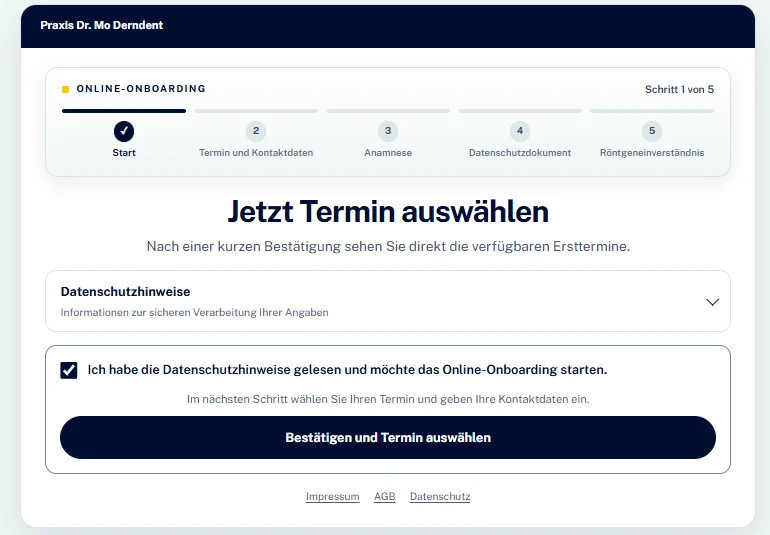 Originalansicht des geführten Onboarding-Einstiegs am Computer